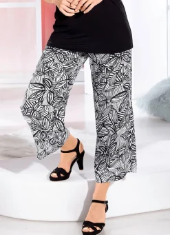 Clearance BADER Culotte in floraler Dessinierung SCHWARZ-ECRU
