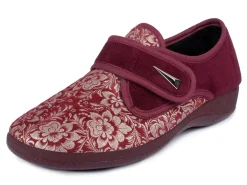 Online AEROSOFT Damen Klett-Halbschuh im Blüten-Design BORDEAUX