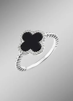 Online BADER Damenring aus Silber mit Onyx und Zirkonia