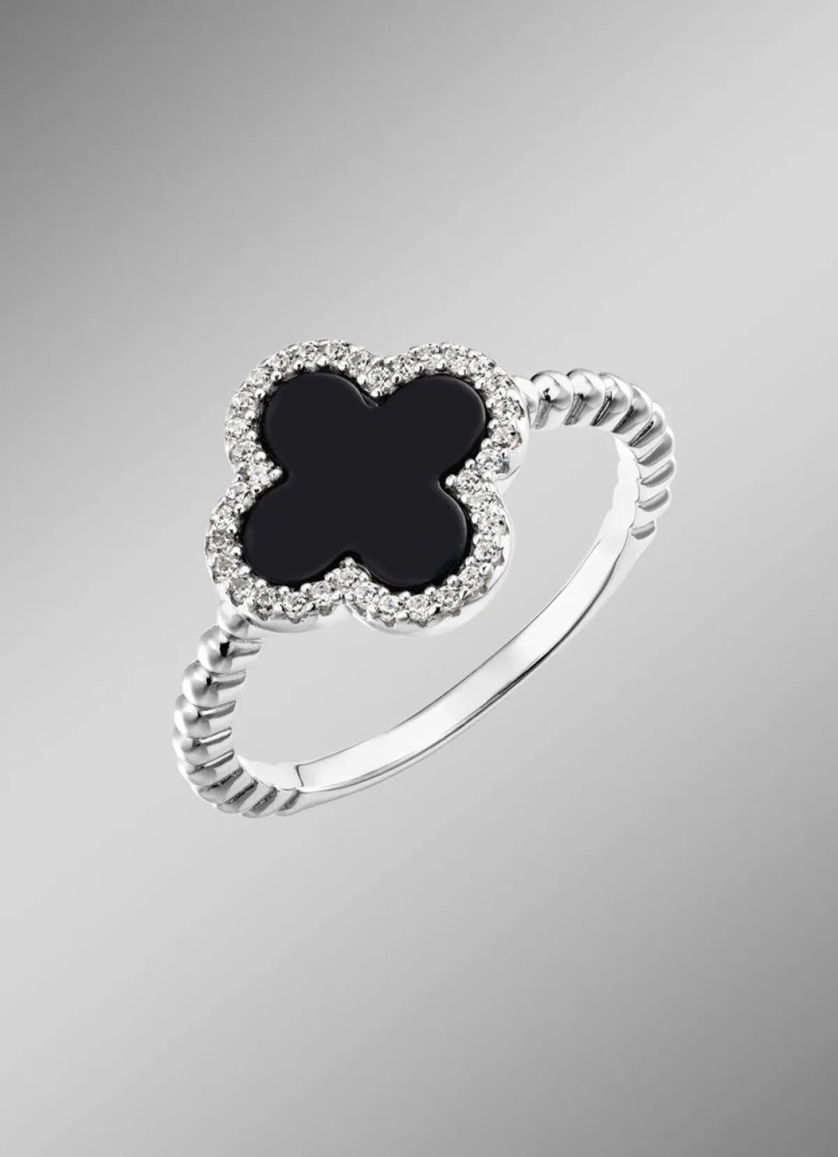 Online BADER Damenring aus Silber mit Onyx und Zirkonia