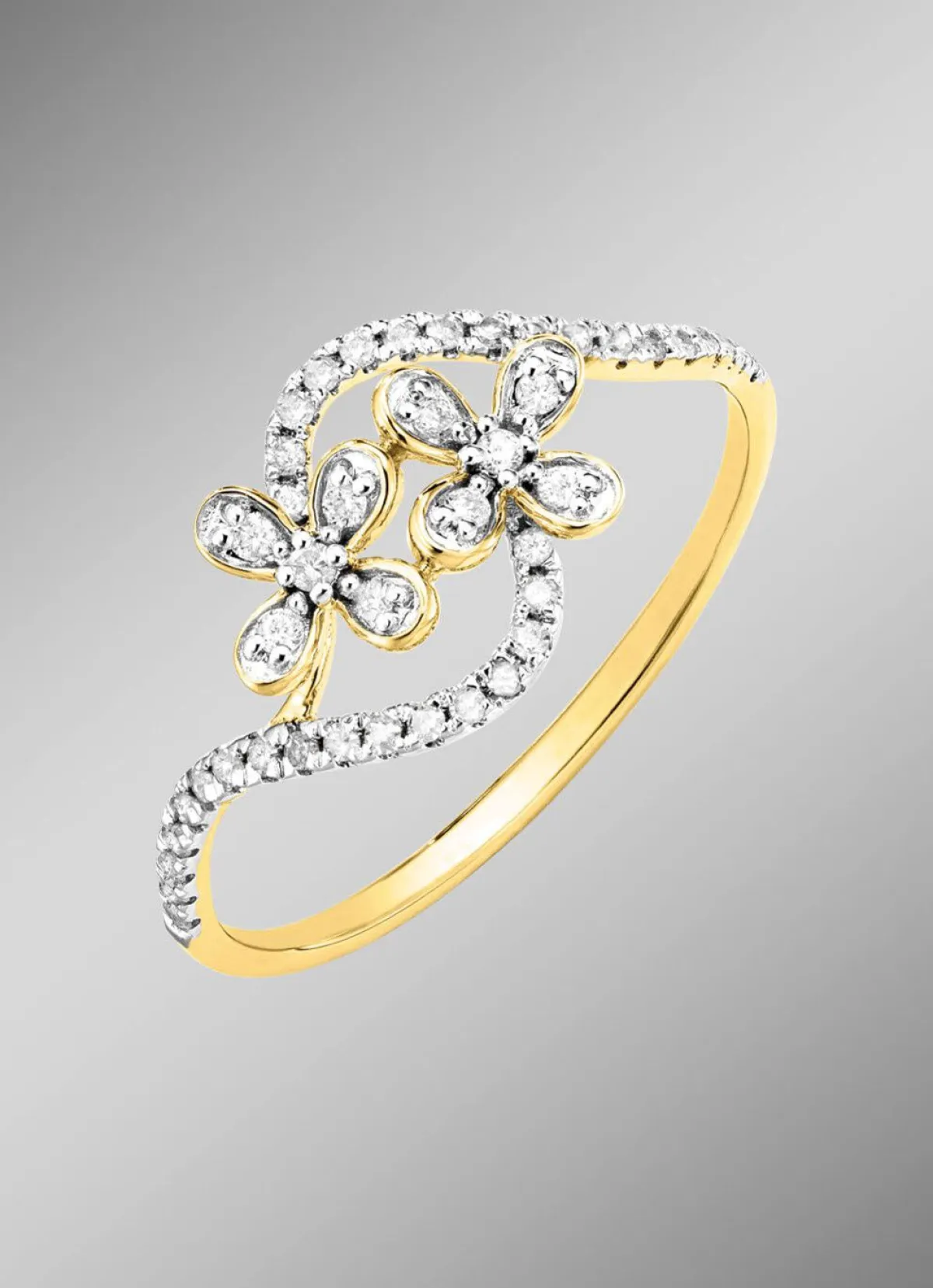 Discount BADER Damenring im Blumen-Design, 10 Brillanten, 34 Diamanten