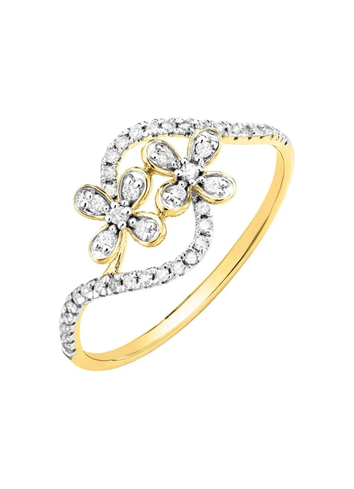 Discount BADER Damenring im Blumen-Design, 10 Brillanten, 34 Diamanten