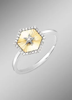 Clearance BADER Damenring in Bicolor mit 1 Brillant und 30 Diamanten