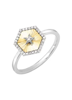 Clearance BADER Damenring in Bicolor mit 1 Brillant und 30 Diamanten