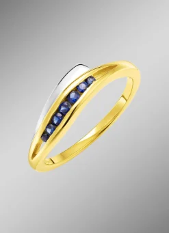 Outlet BADER Damenring in Bicolor mit synth. Safir