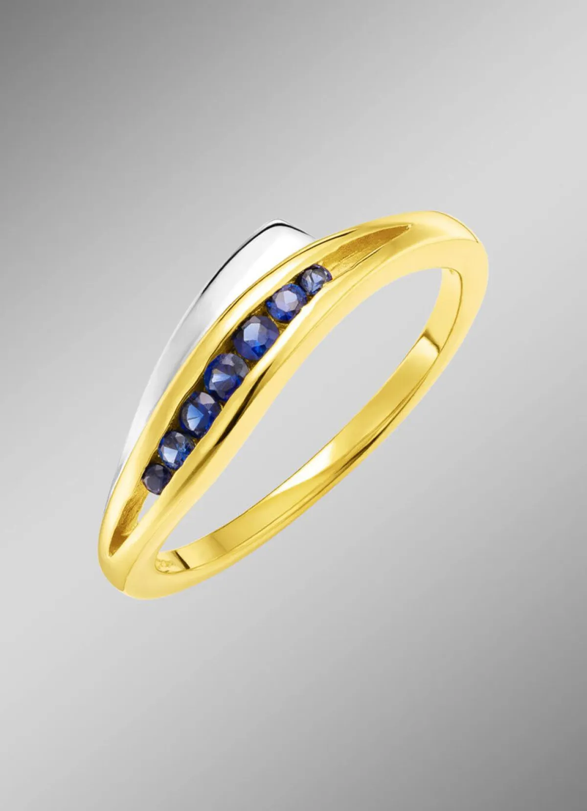 Outlet BADER Damenring in Bicolor mit synth. Safir