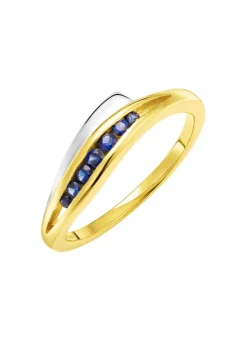 Outlet BADER Damenring in Bicolor mit synth. Safir