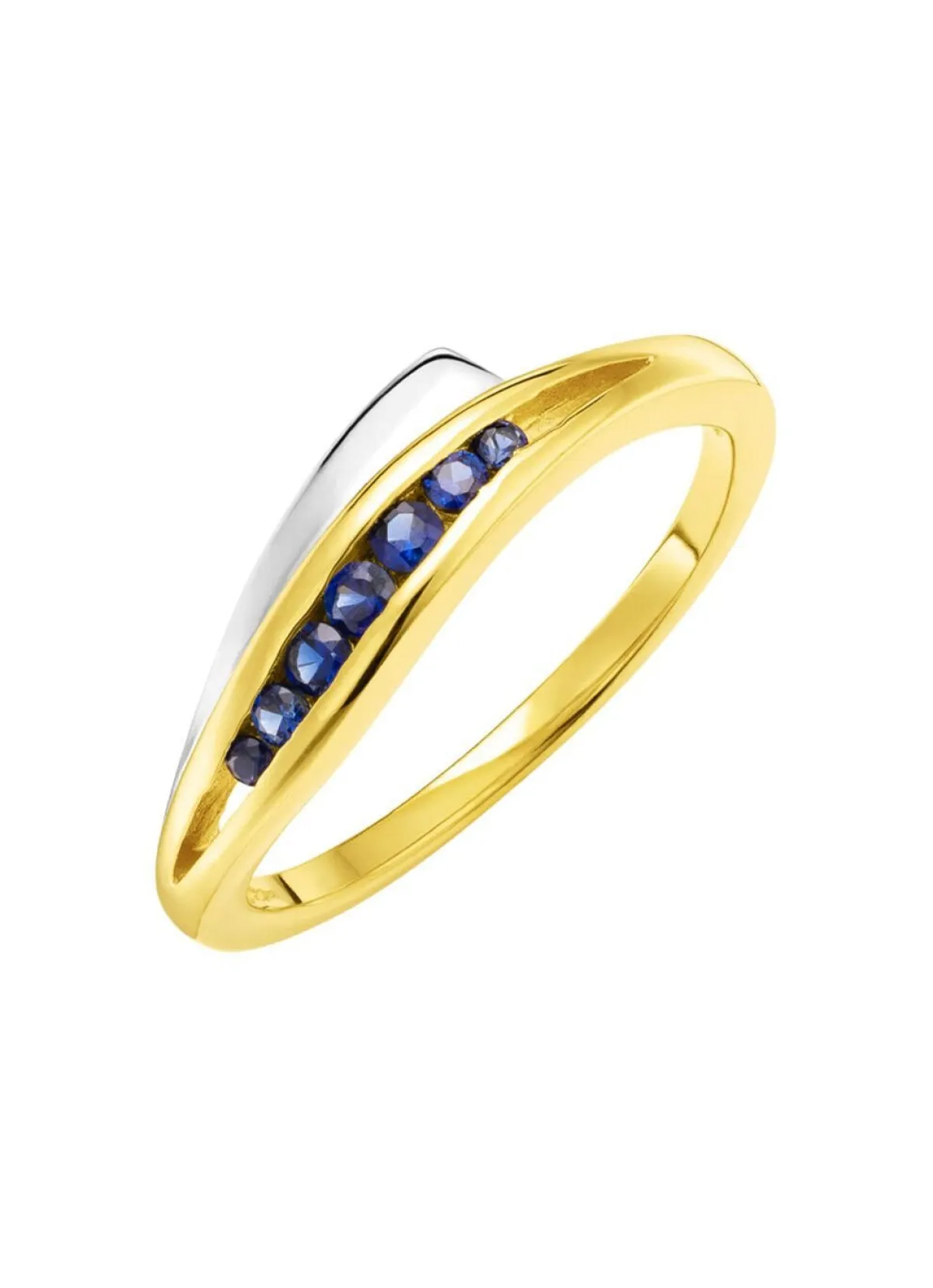 Outlet BADER Damenring in Bicolor mit synth. Safir