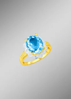 Sale BADER Damenring mit Blautopas und Diamanten