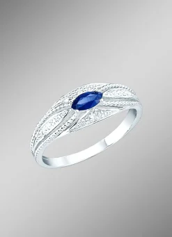 Discount BADER Damenring mit Brillanten und echt blauem Safir