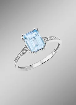 Discount BADER Damenring mit Brillanten und Blautopas