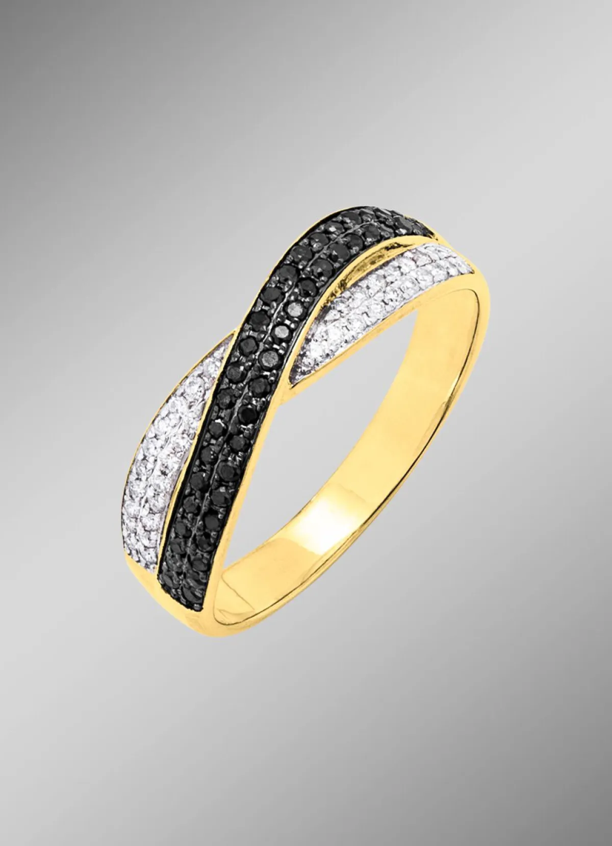 Discount BADER Damenring mit Diamanten in Weiß und Schwarz