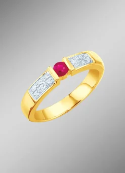 BADER Damenring mit Diamanten und echtem Rubin