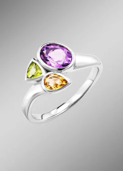 Outlet BADER Damenring mit echt Amethyst, echt Citrin und echt Peridot