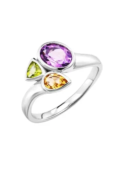 Outlet BADER Damenring mit echt Amethyst, echt Citrin und echt Peridot