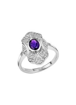 Sale BADER Damenring mit echt Amethyst und echt Weißtopas