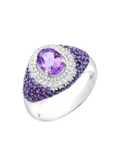 Outlet BADER Damenring mit echt Amethyst und echt Weißtopas