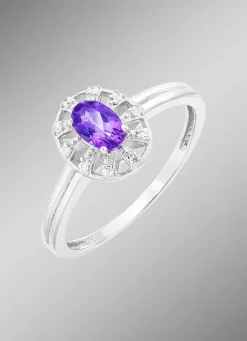 New BADER Damenring mit echt Amethyst und synth. Zirkonia