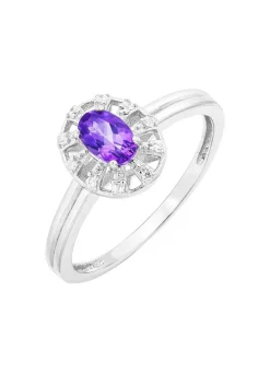 New BADER Damenring mit echt Amethyst und synth. Zirkonia