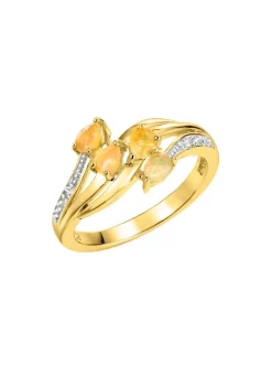Clearance BADER Damenring mit echt Feueropal und 2 Diamanten