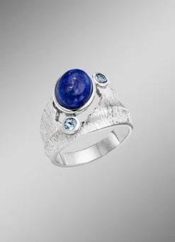 Sale BADER Damenring mit Lapislazuli und Baby Blautopas