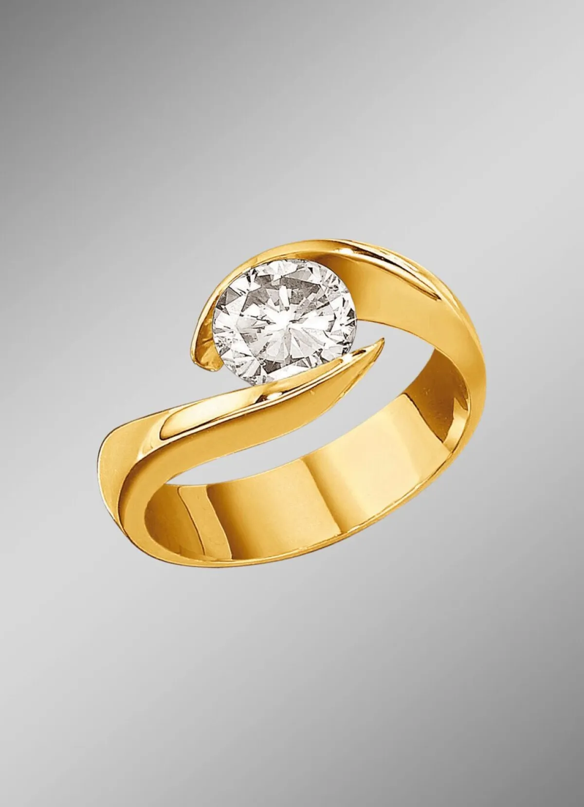 Outlet BADER Damen-Solitärring mit champagnerfarbenem Brillant