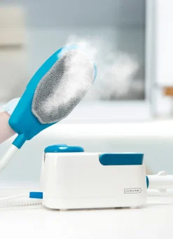 Hot LIVINGTON Dampfreiniger SteamTouch WEISS-BLAU