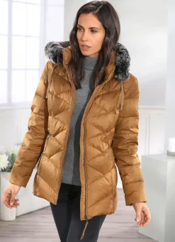 New BADER Daunenjacke mit abnehmbarer Kapuze KARAMELL