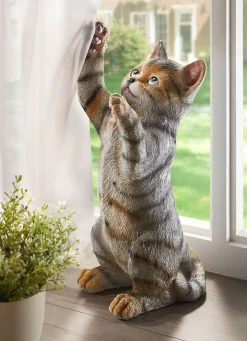 Discount BADER Dekofigur Katze GRAU-WEISS