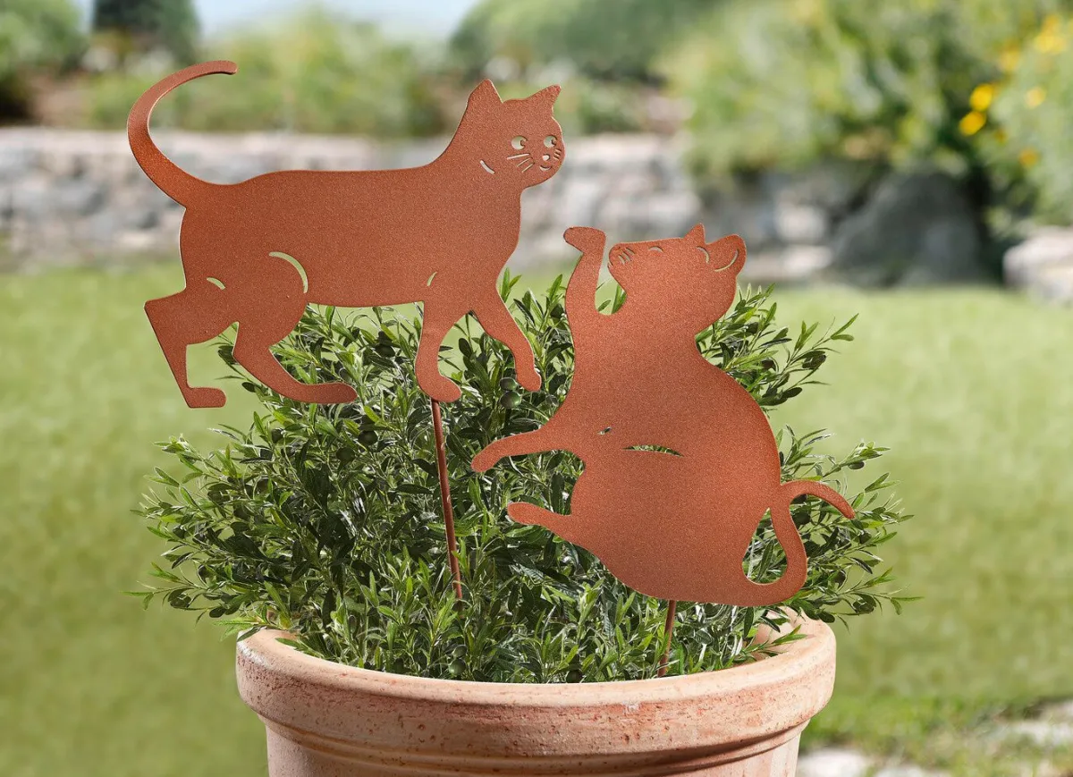 Online BADER Dekostecker mit Katzen-Motiv, 2er-Set ROST