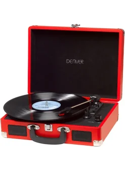 Clearance BADER Denver VPL-120 Koffer-Plattenspieler mit Digitalisierungsfunktion ROT