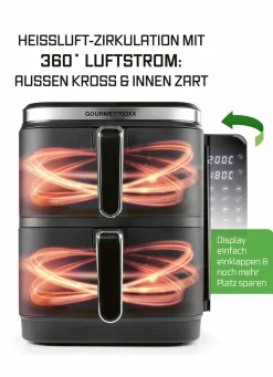 Discount BADER Digitale Doppelkammer-Heißluftfritteuse „FryUP“ GRAU
