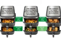 Discount BADER Digitale Doppelkammer-Heißluftfritteuse „FryUP“ GRAU