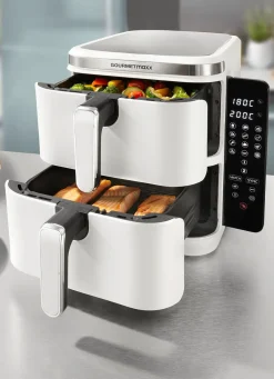 Outlet BADER Digitale Doppelkammer-Heißluftfritteuse „FryUP“ WEISS