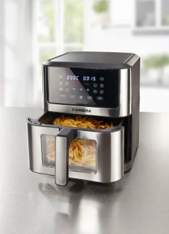 Online Carrera Digitale Heißluftfritteuse mit LED-Touch-Display SCHWARZ-SILBER