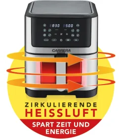 Online Carrera Digitale Heißluftfritteuse mit LED-Touch-Display SCHWARZ-SILBER