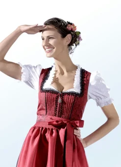 Hot ROSE-DIRNDL Dirndlbluse mit Smokeinsatz WEISS
