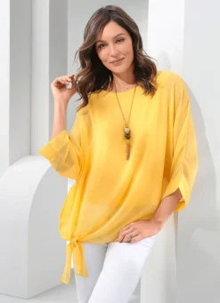 Discount BADER Doppellagiges Shirt mit Chiffon-Überwurf GELB