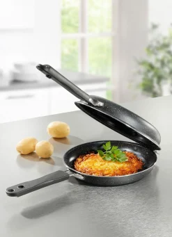 BADER Doppelpfanne mit Antihaftbeschichtung – perfekt für Rösti, Pfannkuchen und Omelett SCHWARZ
