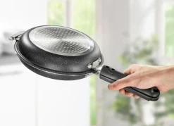BADER Doppelpfanne mit Antihaftbeschichtung – perfekt für Rösti, Pfannkuchen und Omelett SCHWARZ