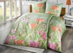 Online DORMISETTE Bettwäsche-Garnitur mit floralen Dessin GRÜN