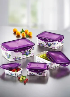 Sale BADER Dosen-Set eckig, 10-teilig mit schönem n-Dekor HORTENSIE