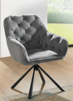 Outlet BADER Drehbare Stühle mit bequemer Polsterung, 2er Set GRAU