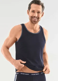 brio Dreierpack Achselshirts aus Feinjersey 2X NAVY, 1X SCHWARZ