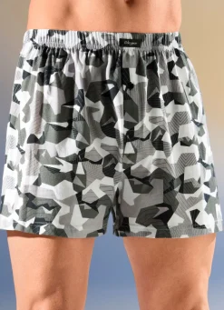 Online GLEYMOR Dreierpack Boxershorts mit Dehnbund 2X GRAU-WEISS, 1X UNI SCHWARZ