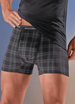 Hot BADER Dreierpack Pants mit Karodessin SCHWARZ-GRAU