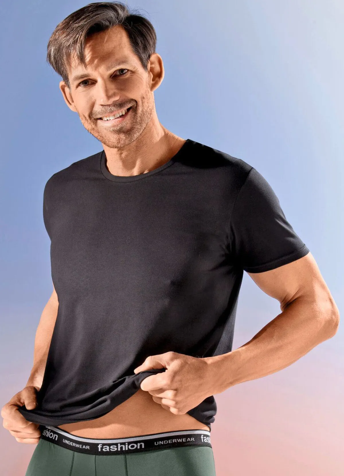 Outlet BADER Dreierpack Shirts mit Elasthan 3X SCHWARZ