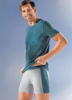Hot BADER Dreierpack Shirts mit Elasthan 2X RAUCHBLAU, 1X GRAU MELIERT
