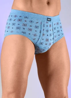 Online BADER Dreierpack Slips mit Alloverdessin 3X JEANSBLAU MELIERT-BUNT