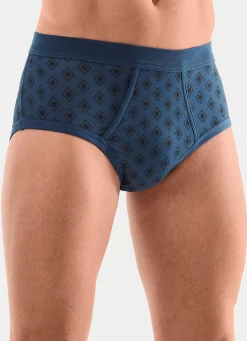 Hot BADER Dreierpack Slips mit Softbund 3X INDIGOBLAU-SCHWARZ